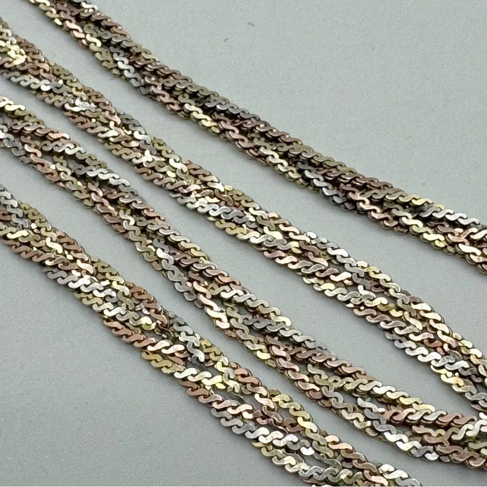 Elegant Vior Sterling Silver Multi Strand Woven Chain Necklace 15.5”